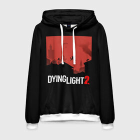 Мужская толстовка 3D с принтом Dying Light 2 в Рязани, 100% полиэстер | двухслойный капюшон со шнурком для регулировки, мягкие манжеты на рукавах и по низу толстовки, спереди карман-кенгуру с мягким внутренним слоем. | 2 | 2021 | dying light | light | logo | techland | игра | красный | кровь | лого | логотип