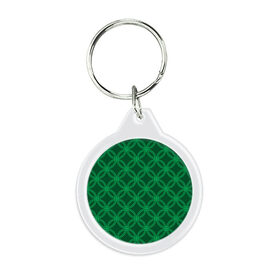 Брелок круглый с принтом Зелёный узор в Рязани, пластик и полированная сталь | круглая форма, металлическое крепление в виде кольца | геометрические фигуры | зеленый | круг | ромб | светлый | темный | узор