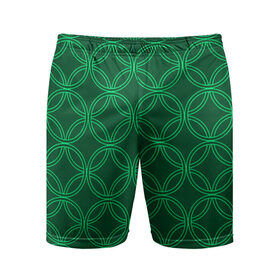 Мужские шорты спортивные с принтом Зелёный узор в Рязани,  |  | геометрические фигуры | зеленый | круг | ромб | светлый | темный | узор