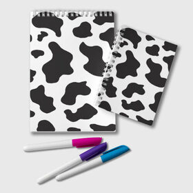 Блокнот с принтом COW PRINT в Рязани, 100% бумага | 48 листов, плотность листов — 60 г/м2, плотность картонной обложки — 250 г/м2. Листы скреплены удобной пружинной спиралью. Цвет линий — светло-серый
 | Тематика изображения на принте: animals | cow | cow print | корова | коровий принт