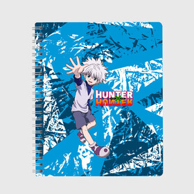 Тетрадь с принтом Киллуа Hunter x Hunter в Рязани, 100% бумага | 48 листов, плотность листов — 60 г/м2, плотность картонной обложки — 250 г/м2. Листы скреплены сбоку удобной пружинной спиралью. Уголки страниц и обложки скругленные. Цвет линий — светло-серый
 | Тематика изображения на принте: anime | hunter | hunter x hunter | killua | zoldyck | аниме | зодиак | охотник | охотники