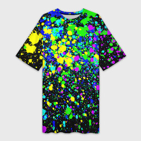 Платье-футболка 3D с принтом Неоновые краски лета в Рязани,  |  | neon | pattern | summer | акварель | арт | брызги | граффити | грязный | грязь | искусство | капли | кислотные | краска | лето | мазки | паттерн | пятна | пятнистый | радуга | радужный | разноцветный | текстура