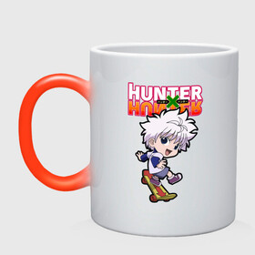 Кружка хамелеон с принтом Киллуа Hunter x Hunter в Рязани, керамика | меняет цвет при нагревании, емкость 330 мл | anime | hunter | hunter x hunter | killua | zoldyck | аниме | зодиак | охотник | охотники