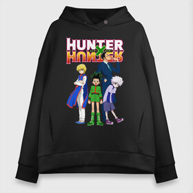 Женское худи Oversize хлопок с принтом Hunter x Hunter в Рязани, френч-терри — 70% хлопок, 30% полиэстер. Мягкий теплый начес внутри —100% хлопок | боковые карманы, эластичные манжеты и нижняя кромка, капюшон на магнитной кнопке | anime | hunter x hunter | аниме | гон фрикс | манга | охотник х охотник | хантер хантер | хантеры