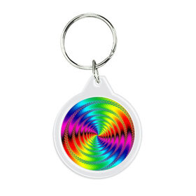 Брелок круглый с принтом Цветной гипноз в Рязани, пластик и полированная сталь | круглая форма, металлическое крепление в виде кольца | насыщенные цвета | радуга | спираль | цвет | цвета | яркие цвета | ярко
