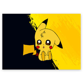 Поздравительная открытка с принтом Пикачу/Pikachu в Рязани, 100% бумага | плотность бумаги 280 г/м2, матовая, на обратной стороне линовка и место для марки
 | anime | baby | cartoon | cute | kawaii | pika pika | pokemon | аниме | анимешникам | глаза | детям | зайчик | зверек | кавайный | кот | котенок | кролик | малыш | милый | мордочка | мультфильмы | няшный | пика пика | пикачу