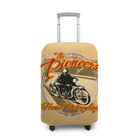 Чехол для чемодана 3D с принтом Hoosier Motorcycling в Рязани, 86% полиэфир, 14% спандекс | двустороннее нанесение принта, прорези для ручек и колес | motorcycle | байкеры | мотоциклы | пионеры