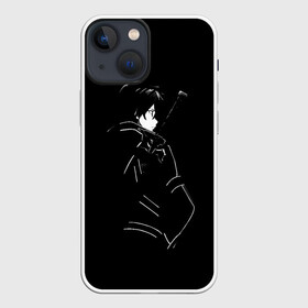 Чехол для iPhone 13 mini с принтом Кирито в Рязани,  |  | Тематика изображения на принте: art | asuna | kazuto | kirito | online | sao | sword | yuuki | асуна | кадзуто | кирито | мастера | меча | мечник | онлайн | сао | черный | юки