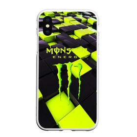 Чехол для iPhone XS Max матовый с принтом MONSTER ENERGY в Рязани, Силикон | Область печати: задняя сторона чехла, без боковых панелей | energy | monster energy | кофеин | монстр | монстр энерджи | напиток | таурин | энергетик | энергетический напиток