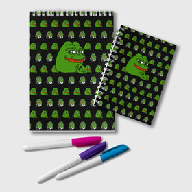 Блокнот с принтом Frog Pepe в Рязани, 100% бумага | 48 листов, плотность листов — 60 г/м2, плотность картонной обложки — 250 г/м2. Листы скреплены удобной пружинной спиралью. Цвет линий — светло-серый
 | Тематика изображения на принте: meme | жаба | звук | лягушка | майнкрафт | мем | пепа | пепе | скин