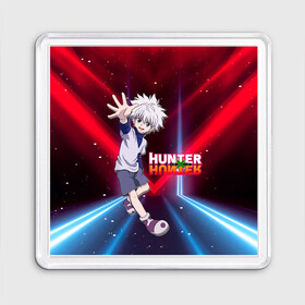 Магнит 55*55 с принтом Киллуа Hunter x Hunter в Рязани, Пластик | Размер: 65*65 мм; Размер печати: 55*55 мм | anime | hunter | hunter x hunter | killua | zoldyck | аниме | зодиак | охотник | охотники