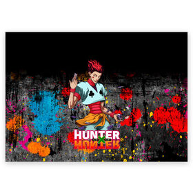 Поздравительная открытка с принтом Хисока Hunter x Hunter в Рязани, 100% бумага | плотность бумаги 280 г/м2, матовая, на обратной стороне линовка и место для марки
 | anime | hunter | hunter x hunter | zoldyck | аниме | зодиак | охотник | охотники | хисока