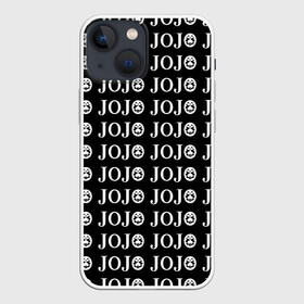 Чехол для iPhone 13 mini с принтом JOJOJOJOJOJOJOJOJ BLACK в Рязани,  |  | anime | jojo | jojo’s bizarre adventure | аниме | анимэ | биззаре адвенчер | джо | джо джо | джоджо | джонатан джостар | дзёсукэ хигасиката | дзётаро кудзё | жожо | игги | кира | лого | манга | невероятные приключения