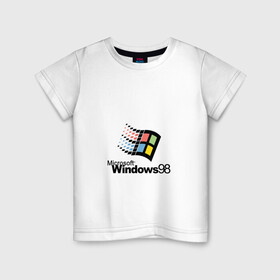 Детская футболка хлопок с принтом Windows 98 в Рязани, 100% хлопок | круглый вырез горловины, полуприлегающий силуэт, длина до линии бедер | microsoft | windows | windows98 | виндовс | майкрософт