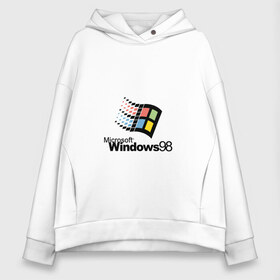 Женское худи Oversize хлопок с принтом Windows 98 в Рязани, френч-терри — 70% хлопок, 30% полиэстер. Мягкий теплый начес внутри —100% хлопок | боковые карманы, эластичные манжеты и нижняя кромка, капюшон на магнитной кнопке | microsoft | windows | windows98 | виндовс | майкрософт