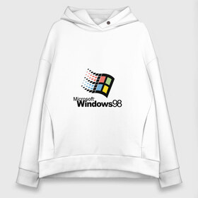 Женское худи Oversize хлопок с принтом Windows 98 в Рязани, френч-терри — 70% хлопок, 30% полиэстер. Мягкий теплый начес внутри —100% хлопок | боковые карманы, эластичные манжеты и нижняя кромка, капюшон на магнитной кнопке | Тематика изображения на принте: microsoft | windows | windows98 | виндовс | майкрософт