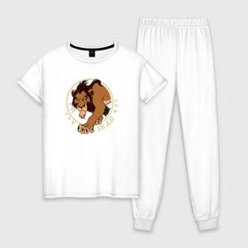 Женская пижама хлопок с принтом Шрам в Рязани, 100% хлопок | брюки и футболка прямого кроя, без карманов, на брюках мягкая резинка на поясе и по низу штанин | scar | the lion king | vdkimel | король лев | шрам