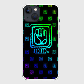 Чехол для iPhone 13 с принтом JoJo Bizarre Adventure в Рязани,  |  | Тематика изображения на принте: anime | jojo | jojo’s bizarre adventure | аниме | анимэ | биззаре адвенчер | джо | джо джо | джоджо | джонатан джостар | дзёсукэ хигасиката | дзётаро кудзё | жожо | игги | кира | лого | манга | невероятные приключения