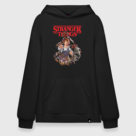 Худи SuperOversize хлопок с принтом Stranger Things в Рязани, 70% хлопок, 30% полиэстер, мягкий начес внутри | карман-кенгуру, эластичная резинка на манжетах и по нижней кромке, двухслойный капюшон
 | 11 | demogorgon | dustin | eleven | jim hopper | lucas | mike | nancy | netflix | steve | will | билли | дастин | демогоргон | джойс | джонатан | дина | загадочные события | лукас | майк | макс | нетфликс | нэнси | оди | одиннадцать