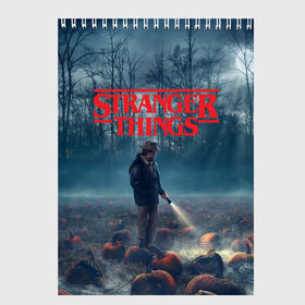 Скетчбук с принтом Stranger Things в Рязани, 100% бумага
 | 48 листов, плотность листов — 100 г/м2, плотность картонной обложки — 250 г/м2. Листы скреплены сверху удобной пружинной спиралью | 11 | demogorgon | dustin | eleven | jim hopper | lucas | mike | nancy | netflix | steve | will | билли | дастин | демогоргон | джойс | джонатан | дина | загадочные события | лукас | майк | макс | нетфликс | нэнси | оди | одиннадцать