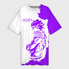 Платье-футболка 3D с принтом Хамон фиолетовый в Рязани,  |  | anime | jojo | jojo’s bizarre adventure | аниме | анимэ | биззаре адвенчер | джо | джо джо | джоджо | джонатан джостар | дзёсукэ хигасиката | дзётаро кудзё | жожо | игги | кира | лого | манга | невероятные приключения