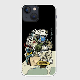 Чехол для iPhone 13 mini с принтом Help в Рязани,  |  | coin | cosmonaut | cosmos | hat | moon | planet | space | spacesuit | космонавт | космос | луна | монета | планета | шляпа