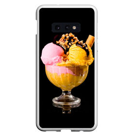Чехол для Samsung S10E с принтом Мороженое в Рязани, Силикон | Область печати: задняя сторона чехла, без боковых панелей | Тематика изображения на принте: мороженое | сладости | стакан | чёрный | шоколад