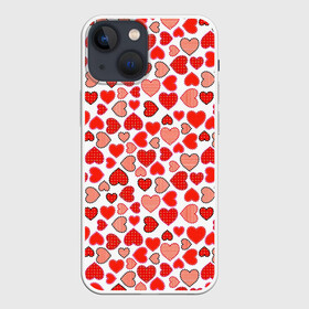Чехол для iPhone 13 mini с принтом Сердечки паттерн в Рязани,  |  | cute | love is | valentines day | you | алые | валентина | влюбленные | девушке | день рождения | дружба | жена | лучшая | любимая | люблю | любовь | мама | марта | милые | нежные | подарок | свадьба | серде | сердца