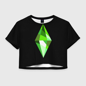 Женская футболка Crop-top 3D с принтом The Sims Plumbob в Рязани, 100% полиэстер | круглая горловина, длина футболки до линии талии, рукава с отворотами | Тематика изображения на принте: game | plumbob | the sims | игра | пламбоб | симс