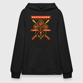 Худи SuperOversize хлопок с принтом Gryffindor Quidditch в Рязани, 70% хлопок, 30% полиэстер, мягкий начес внутри | карман-кенгуру, эластичная резинка на манжетах и по нижней кромке, двухслойный капюшон
 | Тематика изображения на принте: gryffindor | harry potter | quidditch | vdzabma | гарри поттер | гриффиндор | квиддич