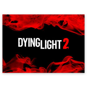 Поздравительная открытка с принтом DYING LIGHT 2 / ДАИНГ ЛАЙТ в Рязани, 100% бумага | плотность бумаги 280 г/м2, матовая, на обратной стороне линовка и место для марки
 | dying | dying light 2 | dyinglight 2 | dyinglight2 | game | games | horror | light | survival | zombie | выживание | даинг | даинг лайт 2 | даинглайт 2 | даинглайт2 | зомби | игра | игры | лайт | лого | логотип | логотипы | свет | символ | символы