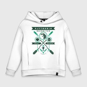 Детское худи Oversize хлопок с принтом Slytherin Quidditch в Рязани, френч-терри — 70% хлопок, 30% полиэстер. Мягкий теплый начес внутри —100% хлопок | боковые карманы, эластичные манжеты и нижняя кромка, капюшон на магнитной кнопке | harry potter | quidditch | slytherin | vdzabma | гарри поттер | квиддич | слизерин