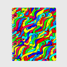 Тетрадь с принтом Красочные узоры/абстракционизм в Рязани, 100% бумага | 48 листов, плотность листов — 60 г/м2, плотность картонной обложки — 250 г/м2. Листы скреплены сбоку удобной пружинной спиралью. Уголки страниц и обложки скругленные. Цвет линий — светло-серый
 | abstract | art | neon | pattern | аниме | анимешные | арт | брызги | ван гог | волны | восточный | змеи | искусство | картина | кислотный | краска | краски | море | мысли | неоновые | радуга | радужные | разноцветные