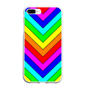 Чехол для iPhone 7Plus/8 Plus матовый с принтом Rainbow Stripes в Рязани, Силикон | Область печати: задняя сторона чехла, без боковых панелей | geometry | gradient | neon | геометрические | градиент | детям | кислота | кислотный | конус | красочный | линии | неоновые | пирамида | полоска | полосы | радуга | радужный | разноцветные | сочный | треугольники