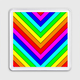 Магнит 55*55 с принтом Rainbow Stripes в Рязани, Пластик | Размер: 65*65 мм; Размер печати: 55*55 мм | Тематика изображения на принте: geometry | gradient | neon | геометрические | градиент | детям | кислота | кислотный | конус | красочный | линии | неоновые | пирамида | полоска | полосы | радуга | радужный | разноцветные | сочный | треугольники