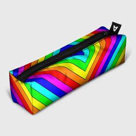 Пенал 3D с принтом Rainbow Stripes в Рязани, 100% полиэстер | плотная ткань, застежка на молнии | geometry | gradient | neon | геометрические | градиент | детям | кислота | кислотный | конус | красочный | линии | неоновые | пирамида | полоска | полосы | радуга | радужный | разноцветные | сочный | треугольники