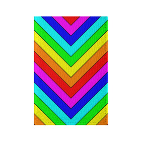 Обложка для паспорта матовая кожа с принтом Rainbow Stripes в Рязани, натуральная матовая кожа | размер 19,3 х 13,7 см; прозрачные пластиковые крепления | Тематика изображения на принте: geometry | gradient | neon | геометрические | градиент | детям | кислота | кислотный | конус | красочный | линии | неоновые | пирамида | полоска | полосы | радуга | радужный | разноцветные | сочный | треугольники