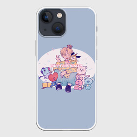 Чехол для iPhone 13 mini с принтом BTS Happy Birthday в Рязани,  |  | bd | bt21 | bts | hoseok | jhope | jimin | jin | jungkook | namjoon | rm | taehyung | v | бантан | бт21 | бтс | ви | голубая | день рождения | джей хоуп | джин | намджун | подарок | праздник | рм | с днем рождения | тэхен | хосок | чимин