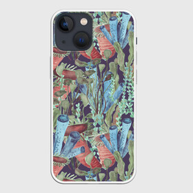 Чехол для iPhone 13 mini с принтом Водоросли на морском дне в Рязани,  |  | актиния | водоросли | зеленый | красный | море | озеро | под водой | подводный мир | пруд | река | синий
