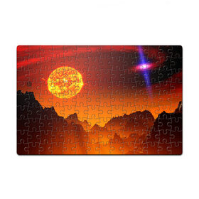 Пазл магнитный 126 элементов с принтом космос в Рязани, полимерный материал с магнитным слоем | 126 деталей, размер изделия —  180*270 мм | 3d | горы | космос | планета | солнце