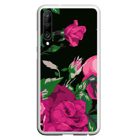 Чехол для Honor P30 с принтом Розы в Рязани, Силикон | Область печати: задняя сторона чехла, без боковых панелей | арт | бутон | бутоны | зеленый | краски | кусты роз | рисунок | роза | розовая роза | розовые розы | розовый | розы