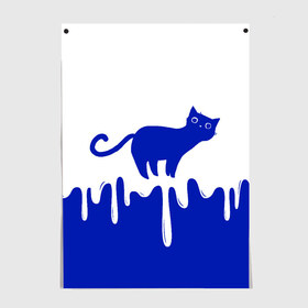 Постер с принтом Milk Cat в Рязани, 100% бумага
 | бумага, плотность 150 мг. Матовая, но за счет высокого коэффициента гладкости имеет небольшой блеск и дает на свету блики, но в отличии от глянцевой бумаги не покрыта лаком | Тематика изображения на принте: cat | cats | japan | kitty | milk | кавай | кот | котейка | котенок | котик | кошка | кошки | милград | молоко | ня | япония