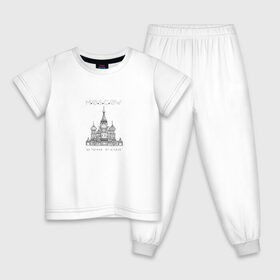 Детская пижама хлопок с принтом Москва координаты в Рязани, 100% хлопок |  брюки и футболка прямого кроя, без карманов, на брюках мягкая резинка на поясе и по низу штанин
 | координаты | красная площадь | кремль | москва