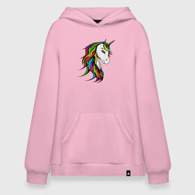 Худи SuperOversize хлопок с принтом Unicorn of love в Рязани, 70% хлопок, 30% полиэстер, мягкий начес внутри | карман-кенгуру, эластичная резинка на манжетах и по нижней кромке, двухслойный капюшон
 | big | cute | gold | golden | rainbow | shine | блестяшка | блестящий | большой | волосы | грива | единорог | единороги | единорожка | злой | золотой | лошадка | милый | настроение | прическая | радуга | радужный | рог