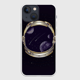 Чехол для iPhone 13 mini с принтом Шлем астронавта в Рязани,  |  | alone | astronaut | comet | cosmonaut | falling | galaxy | helmet | planet | space | star | stars | universe | астронавт | вселенная | галактика | звезда | звезды | комета | космонавт | космос | метеорит | одиночество | падающая | планета | 