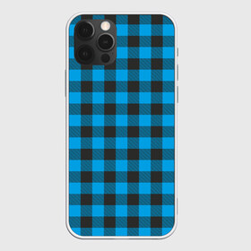 Чехол для iPhone 12 Pro Max с принтом Голубая клетка в Рязани, Силикон |  | cage | cage pattern | checkered ornament | ornament | pattern | print cage | tartan | голубая клетка | клетка | клетка узор | клетчатый орнамент | орнамент | принт клетка | тартан | узор | шотландка | шотландская клетка