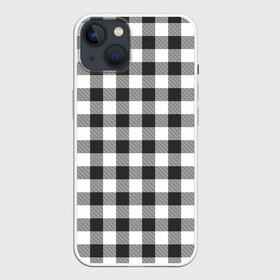 Чехол для iPhone 13 с принтом Черно белая клетка в Рязани,  |  | cage | cage pattern | checkered ornament | ornament | pattern | print cage | tartan | клетка | клетка узор | клетчатый орнамент | орнамент | принт клетка | тартан | узор | черно белая клетка | шотландка | шотландская клетка