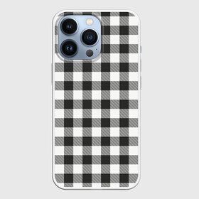 Чехол для iPhone 13 Pro с принтом Черно белая клетка в Рязани,  |  | cage | cage pattern | checkered ornament | ornament | pattern | print cage | tartan | клетка | клетка узор | клетчатый орнамент | орнамент | принт клетка | тартан | узор | черно белая клетка | шотландка | шотландская клетка