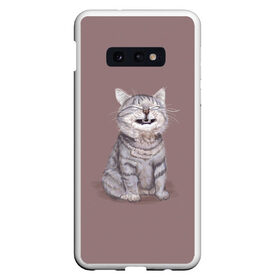 Чехол для Samsung S10E с принтом Котёнок ыыы в Рязани, Силикон | Область печати: задняя сторона чехла, без боковых панелей | Тематика изображения на принте: арт | кот | котёнок | кошка | мем | мемный кот | мемный котенок | мэм | мэмный котёнок | рисунок | серый | серый кот | тёмный | фиолетовый