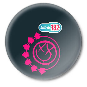 Значок с принтом Blink 182 в Рязани,  металл | круглая форма, металлическая застежка в виде булавки | music | rock | музыка | рок